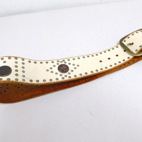 LINEA PELLE white leather coin studded belt M main image 4